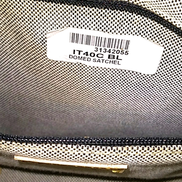 Dooney and Bourke Black & Tan Domed Leather Satchel Logo - Picture 15 of 16